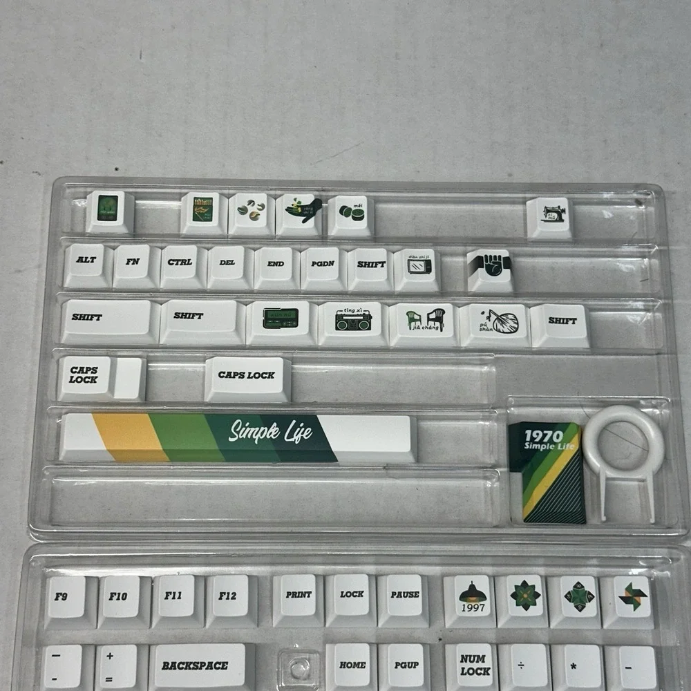 Green White Camping PBT Dye Subs Keyca Profile Keycap‎ Set